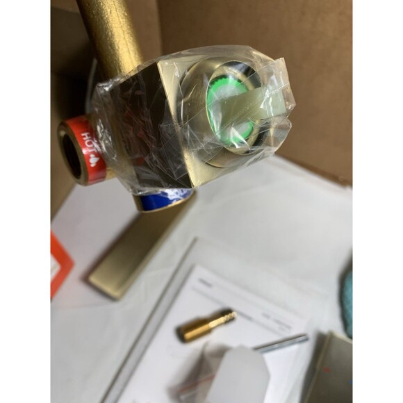 Sumerain Wall Mount Bathroom Waterfall Faucet Sink Single Handle - Brushed Gold - Picture 11 of 12